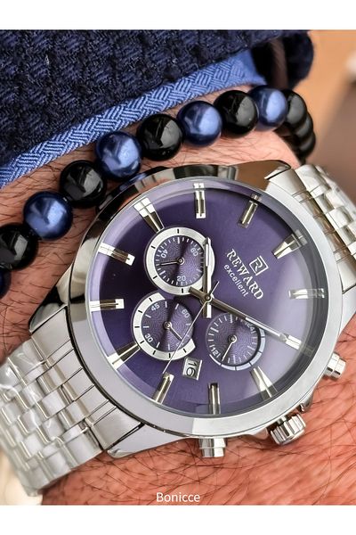 Reward Silver Navy Steel Cord, Functions Active, 5 Atm,Vip Men Wrist Watch Bracelet Gift