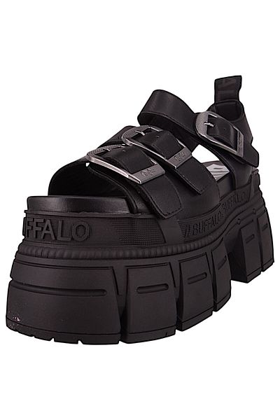 Buffalo Damen Sandalen Gospher Sandal 1602264 Schwarz Black Kunstleder