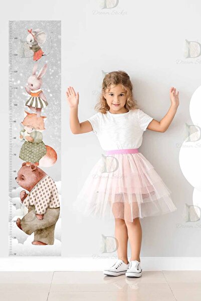 KT Decor Αυτοκόλλητο τοίχου μετρητής ύψους Δάσος Φίλοι Υπέροχα Ζώα