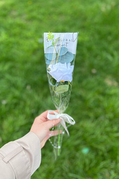 Luxe Floral Bouquet Tekli beyaz Kadife Gül Buketi & Kahve Yanı Çiçeği & Kadınlar Günü & Sevgiliye Hediye