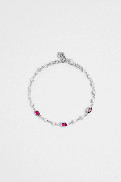 So CHIC... Renklerin Büyüsü 18 Ayar Beyaz Altın Kaplama 19 Cm Gümüş Bileklik