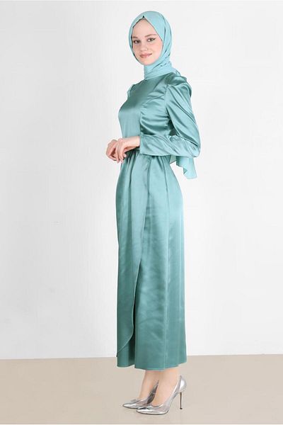 Alvina Satin Belted Dress - Model 42527