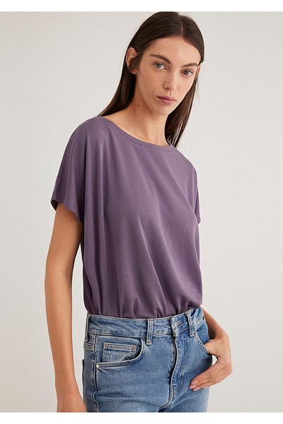 Mavi Lux Touch Tencel Tm - Purple Modal Basic T-Shirt, Loose Fit 167245 -70608