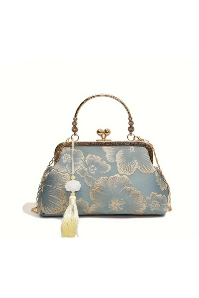 Zümrüt حقيبة يد وكتف من ToyStore بتصميم عتيق مع تفاصيل شراشيب وسلسلة