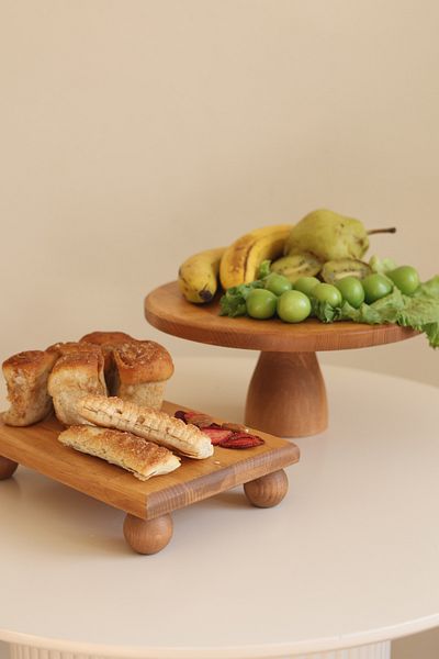 justwood طقم أطباق تقديم الكيك المستطيلة الخشبية 29/12 لوكا و17 × 25 سم من ريسوس
