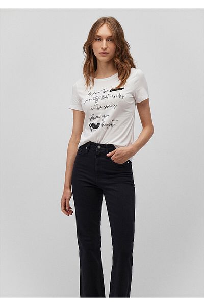 Mavi Tricou alb cu imprimeu pisică slim fit - 1612638 -70057