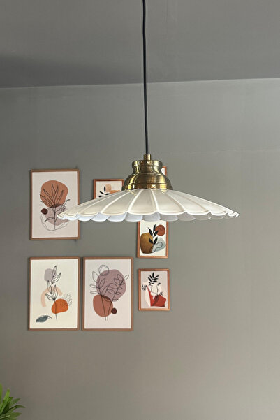 Bamyum Risso Beyaz Metal Büyük Avize Kum Saati Başlık Tekli Rustik Cafe Mutfa...