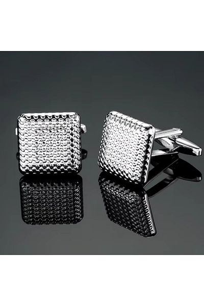 delis Shirt buttons, BN025, square pattern, Silver