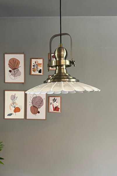 Bamyum Risso Beyaz Metal Büyük Avize Eskitme Başlık Tekli Rustik Cafe Modern ...