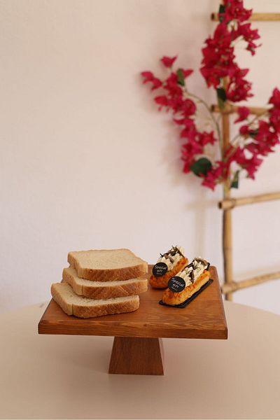 justwood Pyramid 25x25 Cm Wooden 10 Cm Footed Square Cake Presentation Serving Plate