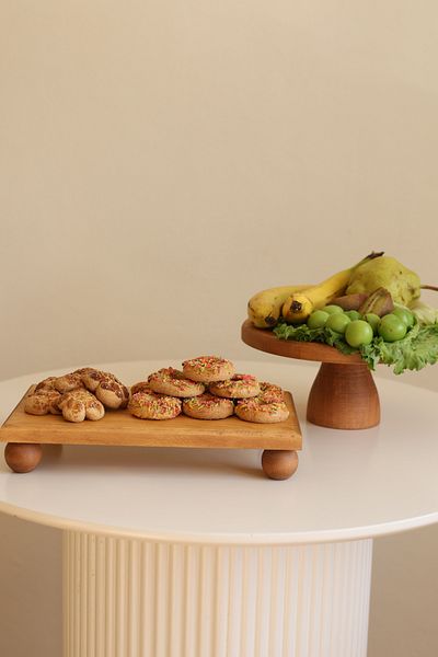 justwood مجموعة أطباق تقديم الكيك المستطيلة الخشبية المكونة من قطعتين 25/10 لوكا و17 × 30 سم