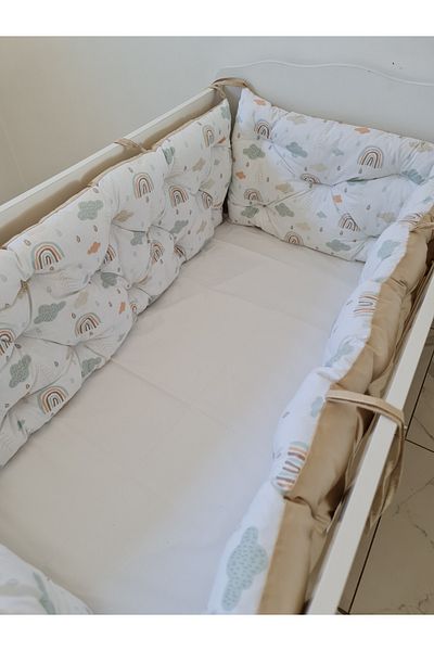 yasetex tasarım 70X140 Crib Compatible 4 Piece Crib Edge Protection Set – 100% Cotton – Washable