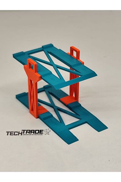 Tech Trade 1/64 Scale Diorama 2 Car Lift Orange-Turquoise