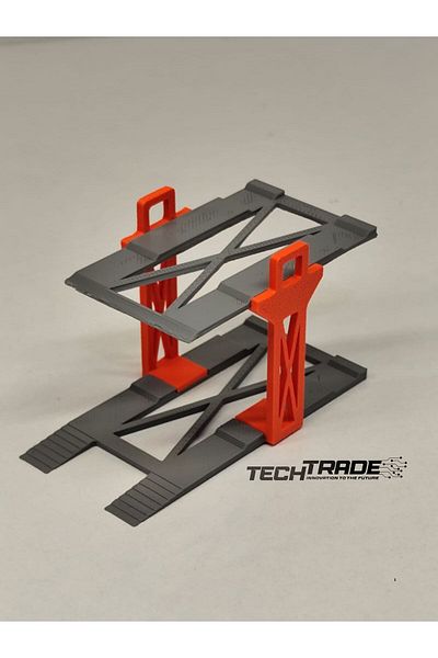 Tech Trade 1/64 Scale Diorama 2 Car Lift Orange-Grey