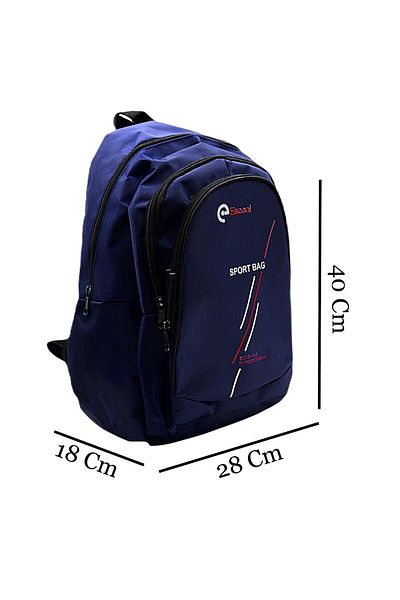 Gen-Of 3 Compartment Sport Bag School Backpack Stripe Printed Navy Blue Code:702