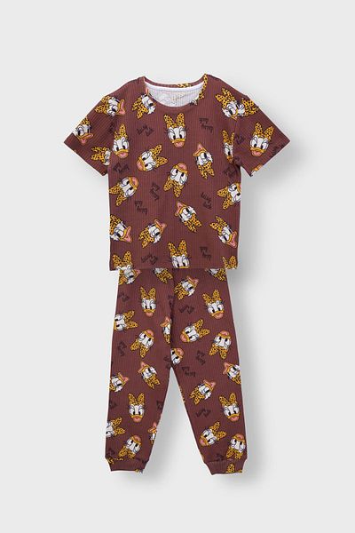 ZUZUNGA Детски пижамен комплект с къс ръкав и шарка Daisy Duck (Daisy Duck)