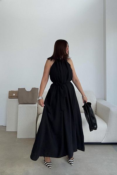 ELVAN TOLON Sleeveless Black Modal Woven Dress