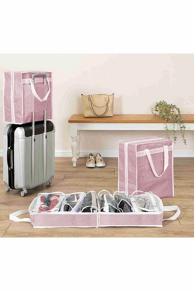 MorPort 6 Compartment Patterned Shoe Storage Travel Type Suitcase Top Storage Bag (35x22x40)