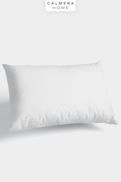 Calmera Cotton Striped Premium Pillow Case |   Gray - White |   50X70 cm |   1 Piece