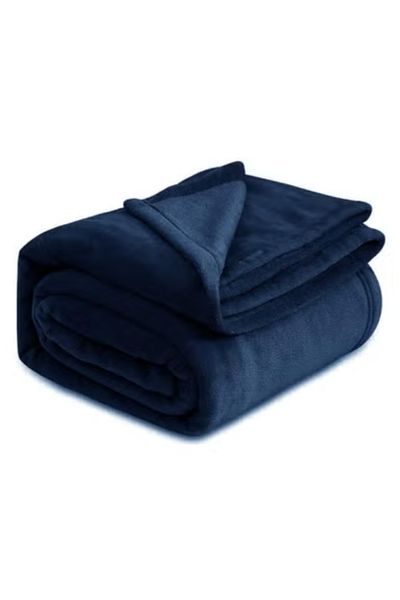 BSB HOME Premium Plush Single Blanket for Bed, Sofa, Couch, Travel, Camping |150x220 cm| Blue | SOLID FLANNEL