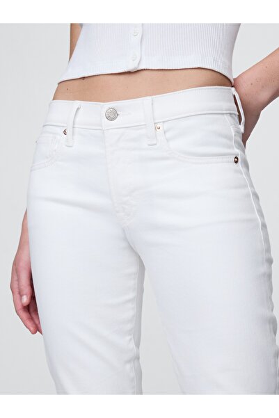 GAP Kadın Beyaz Mid Rise True Skinny Jean Pantolon