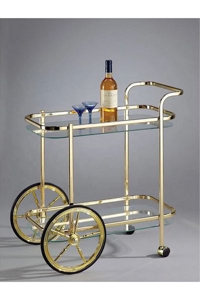 private house Taiwanese gold steel glass tea cart