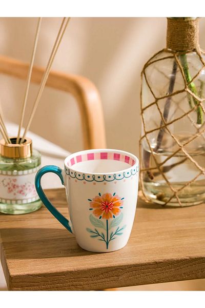 LC Waikiki Lcw Home Mixed Flower Printed Porcelain Mug 320 ml