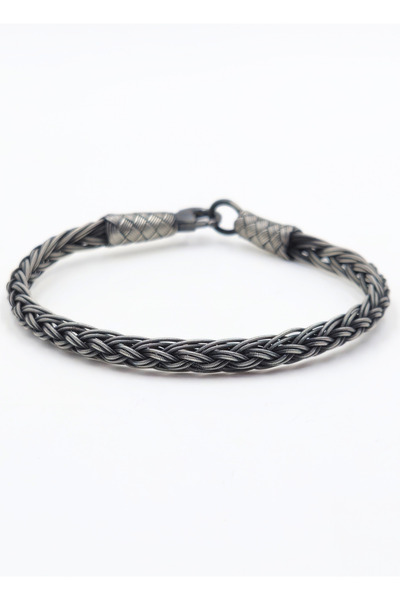 SILVER'SY Oksitli Gümüş Kazaziye Bileklik - 1000 Ayar Gümüş Örgü El İşçiliği ...