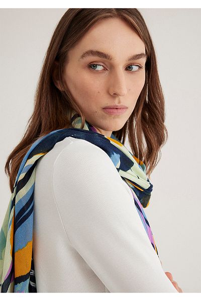 Mavi Printed Navy Blue Shawl 1912947 -33522