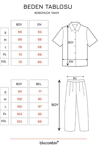 blucombin Bürümcük Shirt and Trousers Summer Bottom Top Set 2 Piece