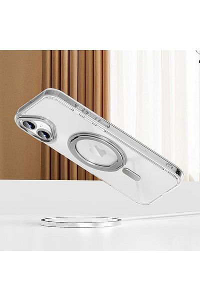 REDz Accessories Carcasă magnetică pentru inel, suport pentru inel, MagSafe, pentru iPhone 16 Plus, protecție antișoc pentru cameră, argintie