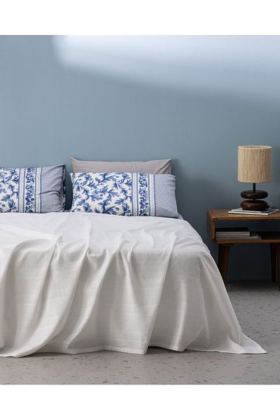 Madame Coco Mathilda King Size Cotton Ecocell Plain Pique Set - White