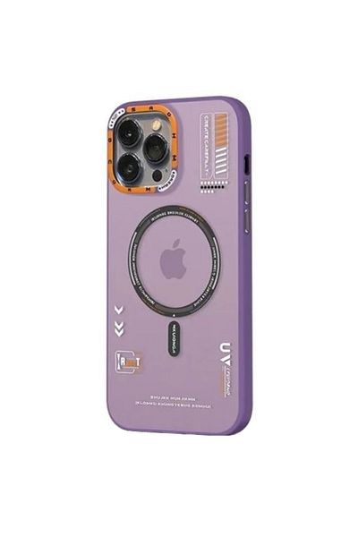 REDz Accessories Matte Case With Writing, Magsafe, For Iphone 15, Semi-transparent, Full Protection, Purple