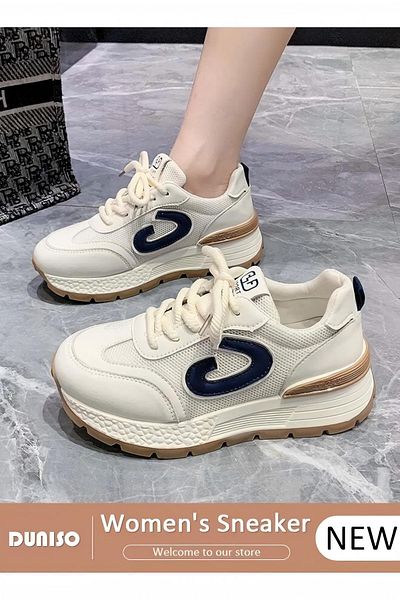 Generic DUNISO Women's Platform Sneakers Low Top Walking Shoes for Lady Comfortable Lace Up Fashion Casual S