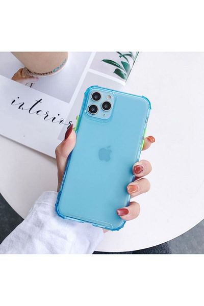 REDz Accessories Carcasă transparentă, culoare, protecții laterale, compatibilă cu iPhone 12 Pro Max, albastră