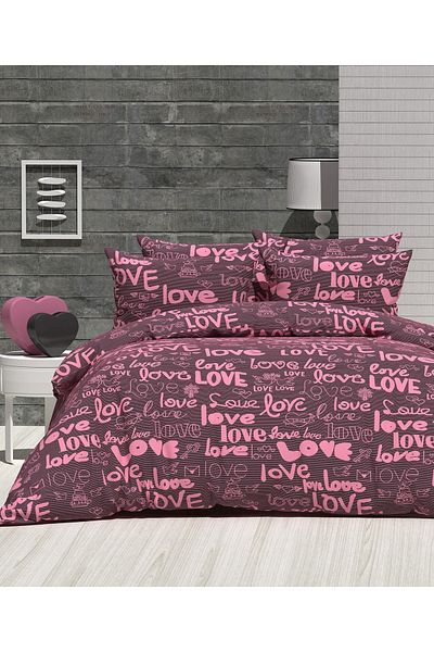 GOOD MORNİNG PAMUKKALE Double Love Pattern Duvet Cover Set (with Elastic Sheets)