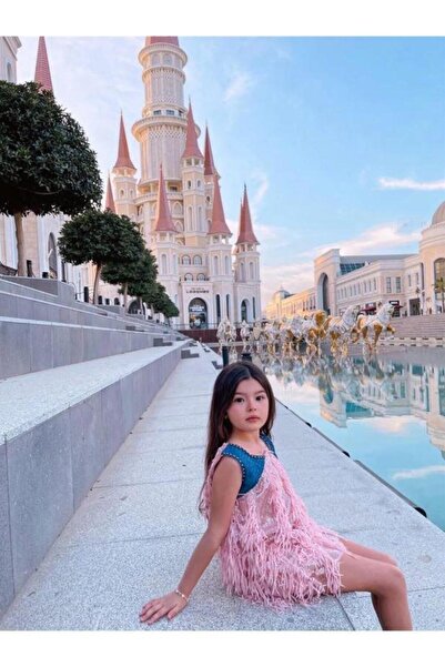 Hilal Akıncı Kids KIZ ÇOCUK PUL PAYET PÜSKÜLLÜ GÜNLÜK ABİYE ELBİSE
