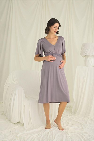 MONAMİSE Monamise Women's Lace Front Buttoned Maternity Nightgown 18642