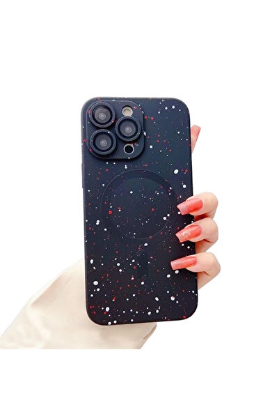 REDz Accessories Carcasă Soft Dots, Magsafe, compatibilă cu iPhone 14 Pro Max, Puncte, silicon, neagră