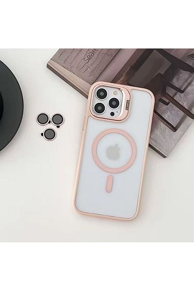 REDz Accessories Set de husă MagSafe + folie foto, pentru iPhone 15 Pro Max, protecție cameră, suport de vizualizare, roz