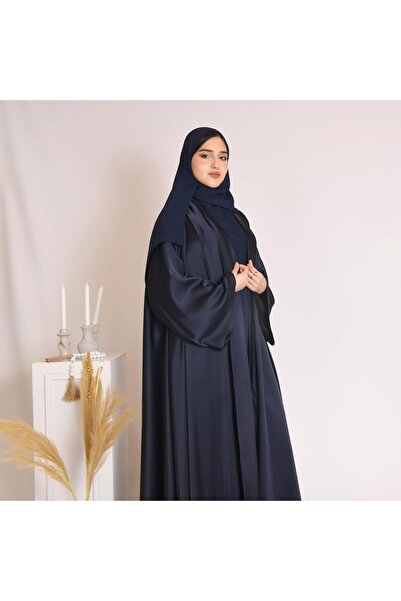 HAWRAA Black and navy blue double-faced abaya with silk fabric