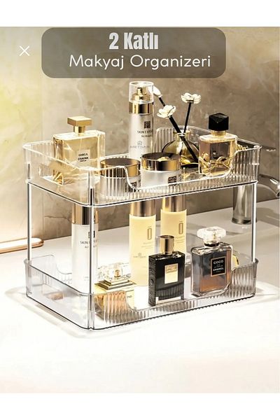 MİMOZA PARK 2-Tier Makeup Organizer, Cosmetic Organizer, Multi-Purpose Jewelry Organizer