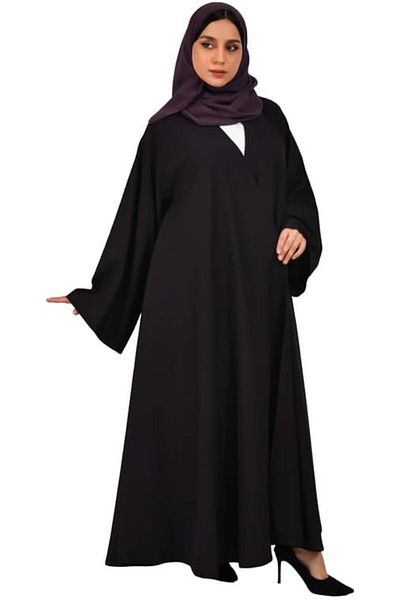 HAWRAA Dark purple abaya with wide sleeves