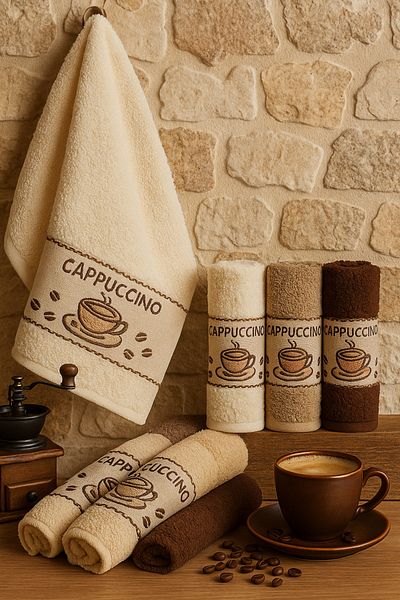 NEEA HOME Coffee Concept Cafea Cremă în culori bej 30x50 cm Set de 6 prosoape de bucătărie