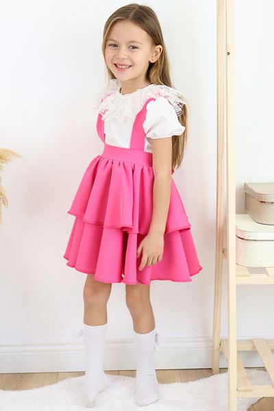 Parla Kids Set pentru fete Helen Pink Ecru Dantela Bluza cu maneca scurta si rochie de seara - Rochie 29 octombrie