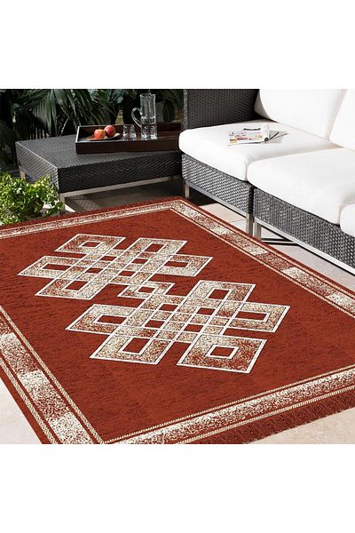 BSB HOME Chenille Carpet 150 x 210cm - 500 GSM Velvet Area Rug - Rust