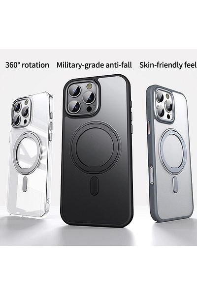 REDz Accessories Carcasă magnetică pentru inel, suport pentru inel, MagSafe, compatibilă cu iPhone 16 Pro, rezistentă la șocuri cu cameră, argintie