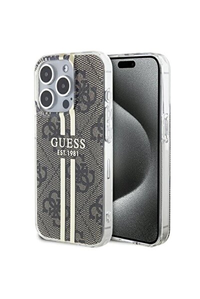 REDz Accessories Θήκη Guess για iPhone 15 Pro, Χρυσή Ρίγα, Καφέ