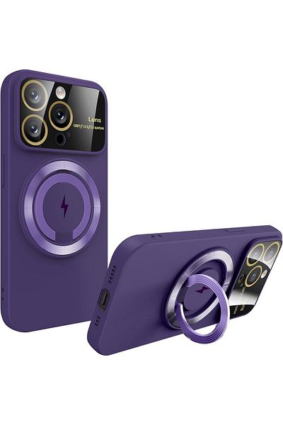 REDz Accessories Camera Protection Case, Magsafe Holder Ring For Iphone 15 Pro Max, Secure Ring, Silicone, Purple