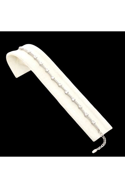 XUPING JEWELRY Xuping Brand - Elegant Steel Bracelet in Silver Color with White Zircon Stone Detail